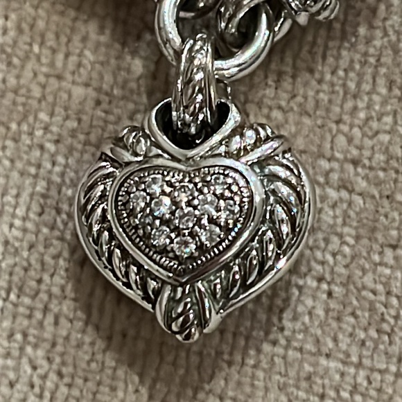 Judith Ripka Sterling Silver Heart & Black Leather Magnetic Bracelet - Picture 8 of 8